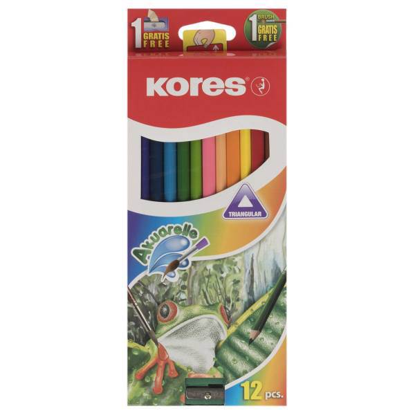 مداد آبرنگی 12 رنگ کورس، Kores 12 Color Watercolor Pencil