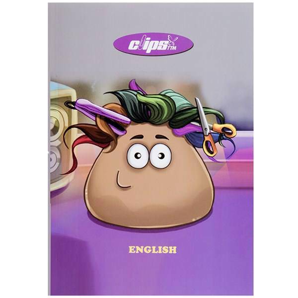 دفتر زبان 50 برگ کلیپس طرح پو جلد شومیز، Clips 50 Sheets Traditional Pou Design Soft Cover English Notebook