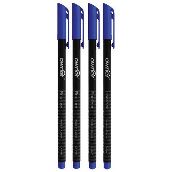 روان نویس اونر مدل Black Body 0.4 Dark Blue - بسته 4 عددی، Owner Black Body 0.4 Sky Dark Blue Rollerball Pen - Pack of 4