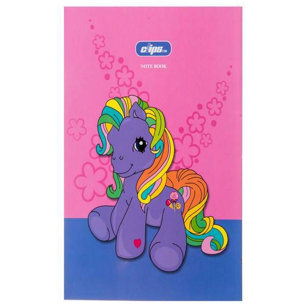دفتر 50 برگ کلیپس طرح پونی جلد شومیز، Clips 50 Sheets Soft Cover Pony Design Notebook