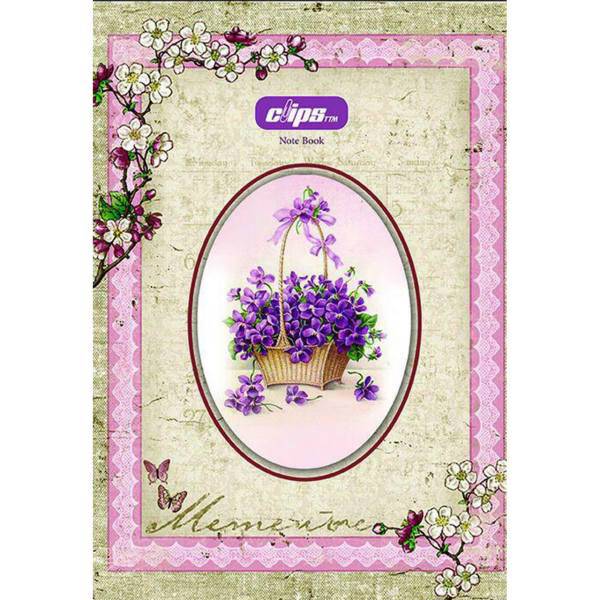 دفتر مشق کلیپس طرح گل بنفش، Clips Violet Flower Design Homework Notebook