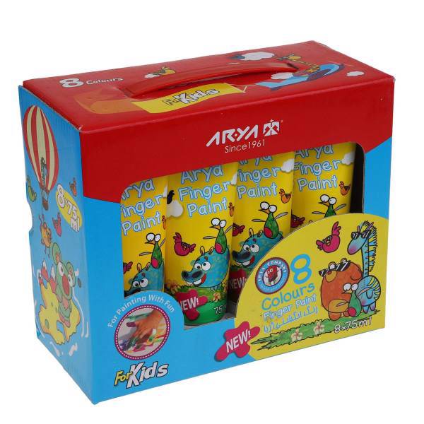 رنگ انگشتی 8 رنگ آریا مدل 7014 حجم 75 میلی لیتر، Arya 7014 8 Color Finger Paint 75ml