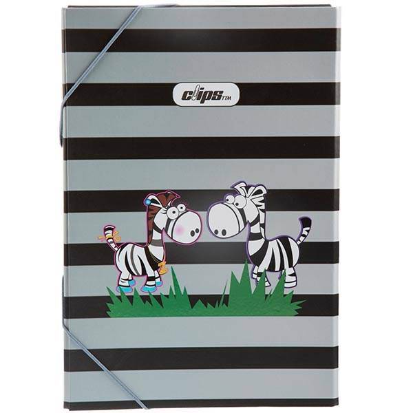 پوشه کش دار کلیپس طرح دختر و پسر گورخر، Clips Rubber Girl And Boy Zebra Design Folder