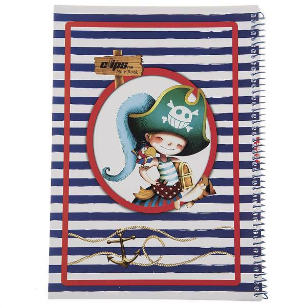 دفتر مشق کلیپس طرح دزد دریایی، Clips Pirate Design Homework Notebook