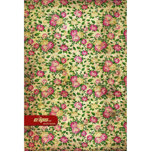 دفتر مشق کلیپس طرح گل رز زمینه کرم، Clips Cream Background Rose Flower Design Notebook