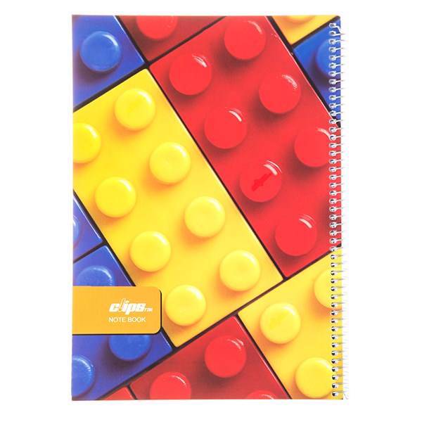 دفتر 100 برگ کلیپس جلد شومیز طرح لگو، Clips 100 Sheets Ring Cover Lego Design Notebook