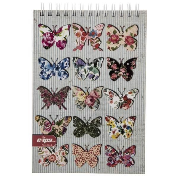 دفتر یادداشت کلیپس طرح پروانه - 100 برگ، Clips Butterfly Design Notebook - 100 Sheets