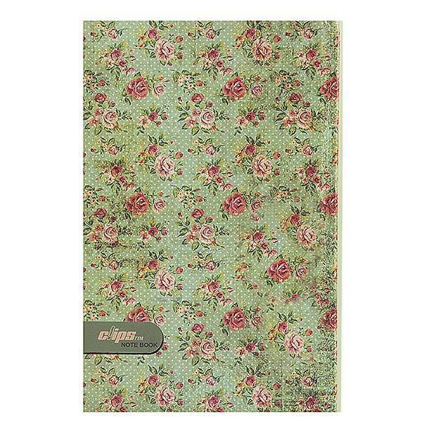 دفتر یادداشت کلیپس طرح گل زمینه سبز آبی 160 برگ، Clips Cyan Background Flower 160 Sheets Notebook