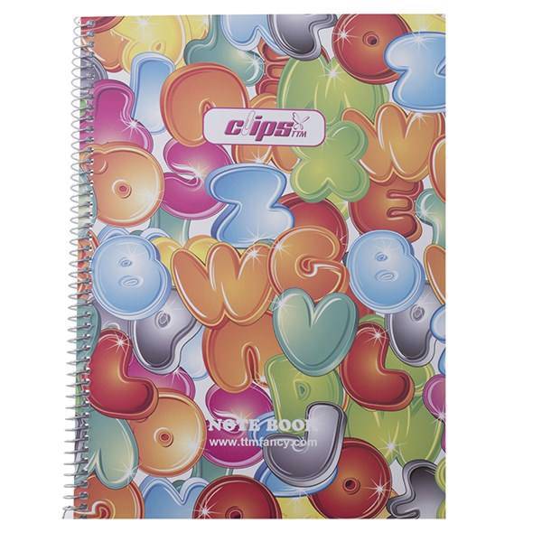 دفتر زبان کلیپس طرح حباب الفبا 80 برگ، Clips Alphabet Bubble 80 Sheets English Notebook