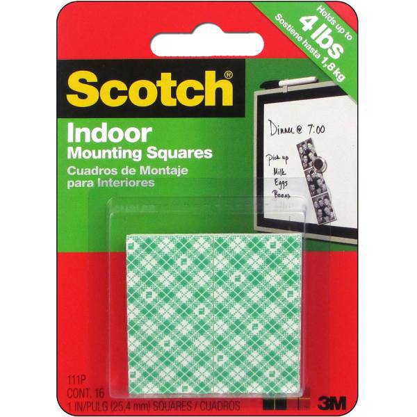 چسب دو طرفه اسکاچ مدل Indoor Mounting Square بسته 16 عددی، Scotch Indoor Mounting Square Double Sided Tape Pack of 16