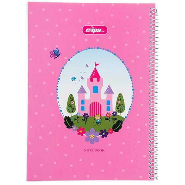 دفتر 80 برگ کلیپس طرح قصر جلد شومیز، Clips 80 Sheets Castle Design Soft Cover Notebook