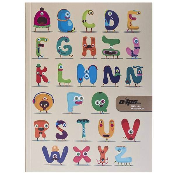 دفتر زبان 50 برگ کلیپس طرح C جلد شومیز، Clips 50 Sheets Traditional C Design Soft Cover English Notebook