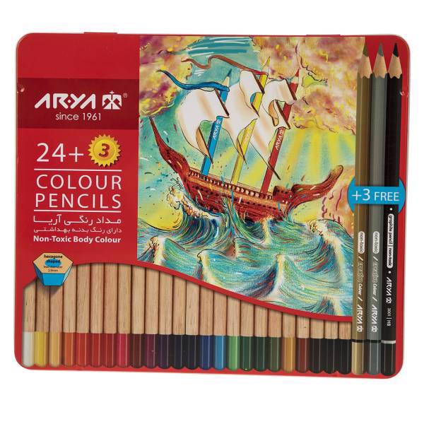 مداد رنگی 24 رنگ آریا مدل 3022، Arya 3022 24 Color Pencil