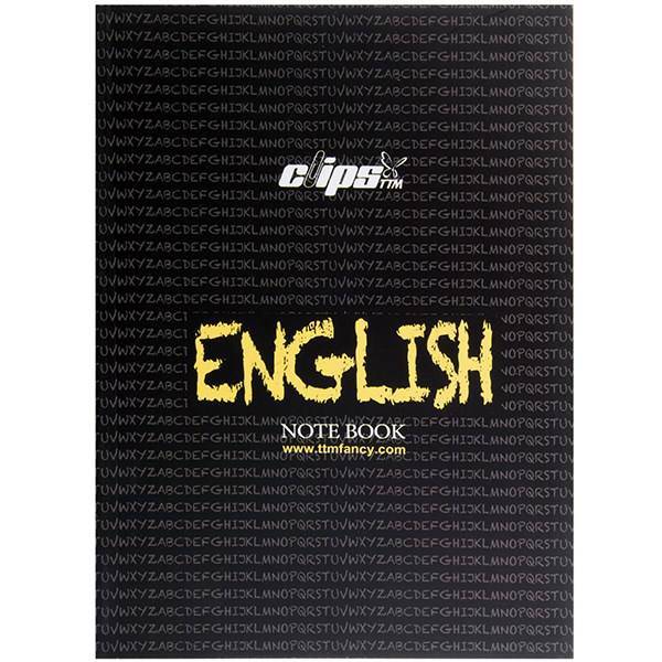دفتر زبان 80 برگ کلیپس طرح F جلد شومیز، Clips 80 Sheets Traditional F Design Soft Cover English Notebook
