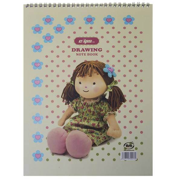 دفتر نقاشی 30 برگ کلیپس طرح عروسک جلد شومیز، Clips 30 Sheets Doll Design Soft Cover Painting Notebook