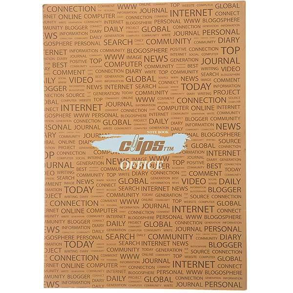 دفتر 40 برگ کلیپس طرح خبر جلد شومیز، Clips 40 Sheets Soft Cover News Design Notebook