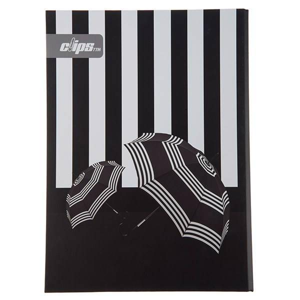 دفتر 100 برگ کلیپس مدل کلاسوری طرح چتر جلد سخت، Clips 100 Sheets Hard Cover Umberella Design Ring Binder Notebook