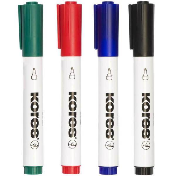 ماژیک وایت برد کورس مدل XW1 K Marker - بسته 4 عددی، Kores XW1 K Marker Whiteboard Marker - Pack of 4