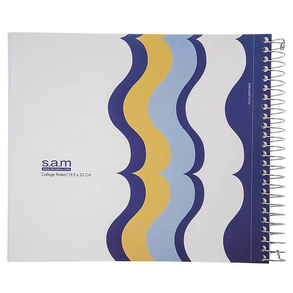 دفتر مشق سم طرح موج - سایز 22 × 19.5 سانتی متر، Sam Wave Design Homework Notebook Size 19.5 in 22 cm