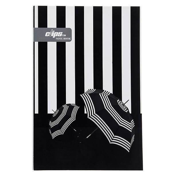 دفتر 100 برگ کلیپس طرح چتر جلد شومیز، Clips 100 Sheets Soft Cover Umbrella Design Notebook