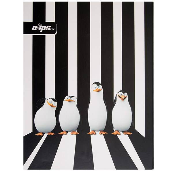 دفتر کلاسوری کلیپس طرح پنگوئن های ماداگاسکار 100 برگ، Clips Penguins of Madagascar Design 100 Sheets Ring Binder Notebook