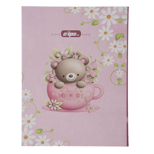 دفتر کلاسوری کلیپس طرح خرس - 100 برگ، Clips Bear Design Ring Binder Notebook - 100 Sheets
