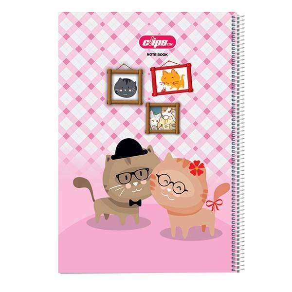 دفتر نقاشی 50 برگ کلیپس طرح گربه جلد شومیز، Clips 50 Sheets Painting Cats Design Ring Cover Notebook