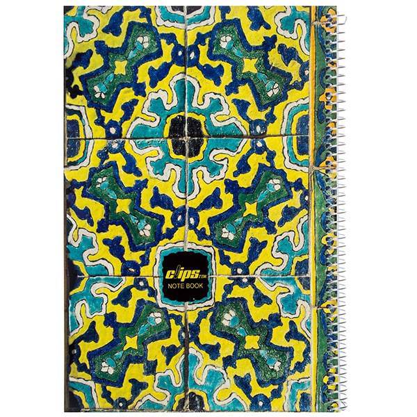 دفتر 100 برگ کلیپس طرح کاشی سنتی جلد شومیز، Clips 100 Sheets Ring Cover Traditional Tiles Design Notebook