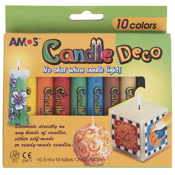 رنگ تزیین شمع 10 رنگ آموس مدل Candle Deco، Amos Candle Deco 10 Color Candle Decoration Paint