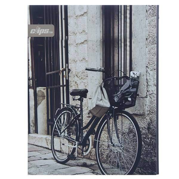 دفتر 100 برگ کلیپس مدل کلاسوری طرح دوچرخه جلد سخت، Clips 100 Sheets Hard Cover Bicycle Design Ring Binder Notebook