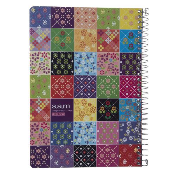 دفتر مشق سم طرح کلاژ گل، Sam Flower Collage Design Homework Notebook