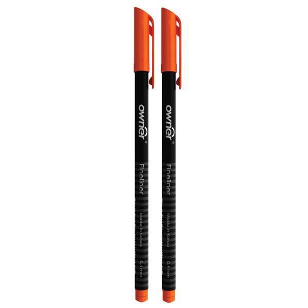 روان نویس اونر مدل Black Body 0.4 Orange - بسته دو عددی، Owner Black Body 0.4 Orange Rollerball Pen - Pack of 2