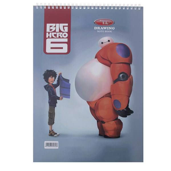 دفتر نقاشی 30 برگ کلیپس طرح 6 قهرمان بزرگ جلد شومیز، Clips 30 Sheets Big Hero 6 Design Soft Cover Painting Notebook