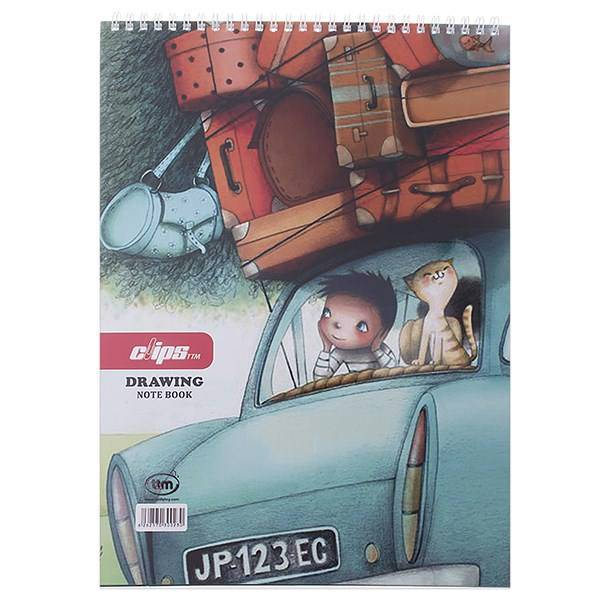 دفتر نقاشی 30 برگ کلیپس طرح مسافر 1 جلد شومیز، Clips 30 Sheets Traveler 1 Design Soft Cover Painting Notebook