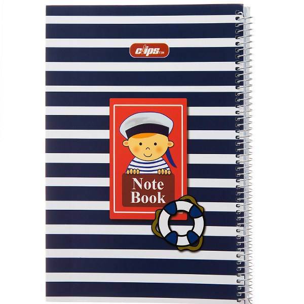 دفتر 100 برگ کلیپس جلد شومیز طرح ملوان، Clips 100 Sheets Ring Cover Sailor Design Notebook
