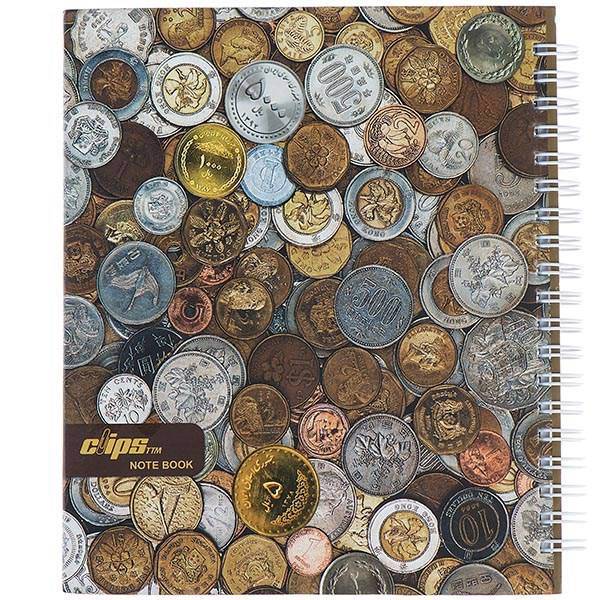 دفتر یادداشت 100 برگ کلیپس مدل سکه، Clips 100 Sheets Coins Design Hard Cover
