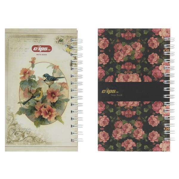 دفتر یادداشت کلیپس طرح گل بسته 2 عددی، Clips Flower Design Notebook Pack of 2
