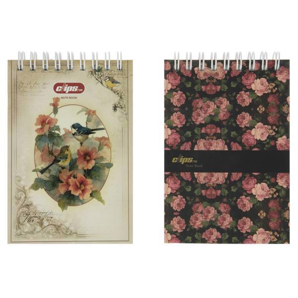 دفتر یادداشت کلیپس طرح گل بسته 2 عددی، Clips Flower Design Notebook Pack of 2