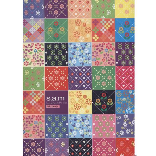 دفتر مشق سم طرح کلاژ گل، Sam Flower Collage Design Homework Notebook