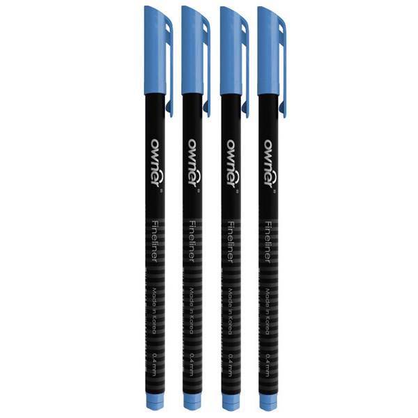 روان نویس اونر مدل Black Body 0.4 Light Blue - بسته 4 عددی، Owner Black Body 0.4 Light Blue Rollerball Pen - Pack of 4