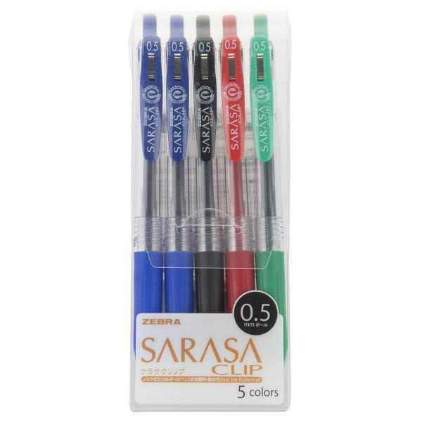 روان نویس زبرا مدل Sarasa Clip با قطر نوشتاری 0.7 بسته 5 عددی، Zebra Sarasa Clip Rollerball Pen Pack of 5