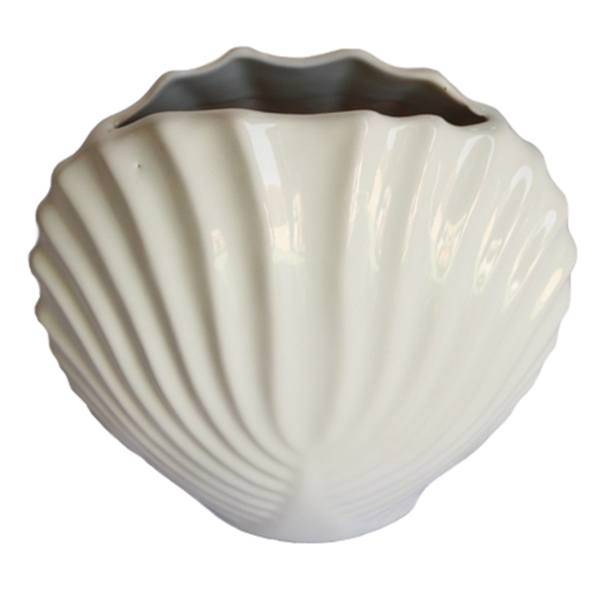 گلدان سرامیکی گلباران سبز طرح صدف، Golbaranesabz Shell Ceramic Flower Pot