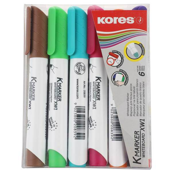 ماژیک وایت برد 6 رنگ کورس مدل K-Marker XW1، Kores K-Marker XW1 6 Color Whiteboard Marker