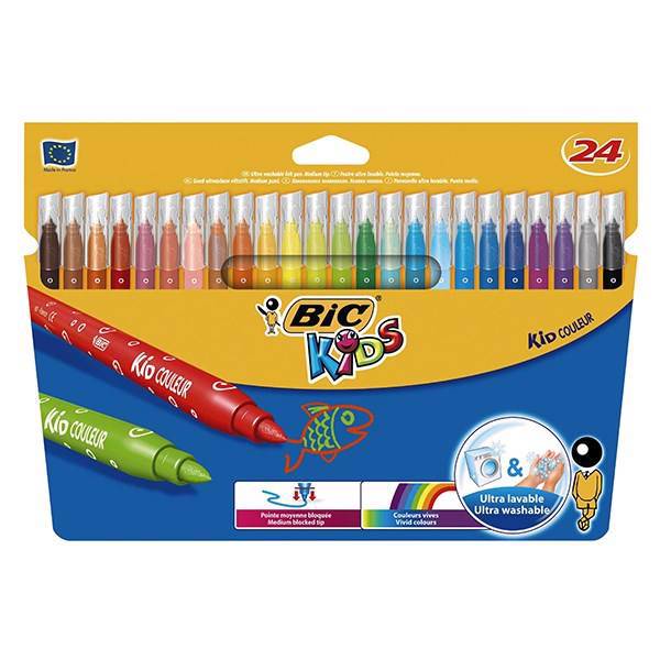 ماژیک رنگ آمیزی بیک سری Kids مدل Kid Couleur - بسته 24 رنگ، Bic Kids Kid Couleur Marker - Pack of 24