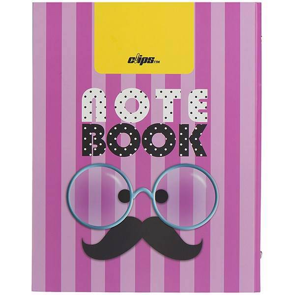 دفتر کلاسوری کلیپس طرح سیبیل 100 برگ، Clips Mustache Design 100 Sheets Ring Binder Notebook