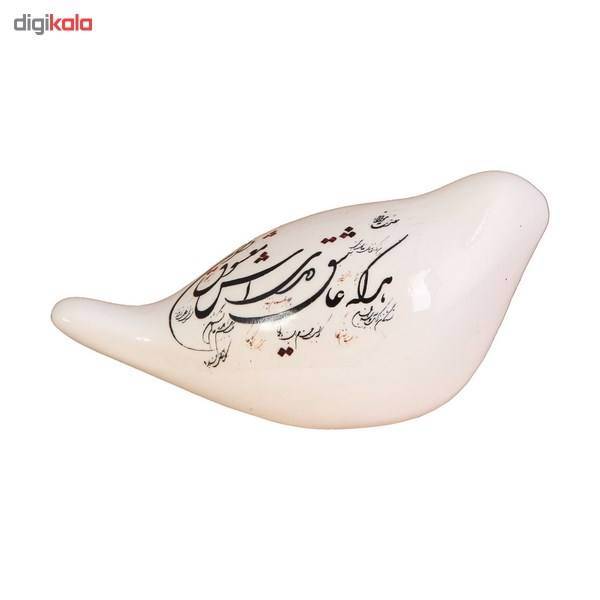 مجسمه گنجشک سرامیکی ساتگین طرح سیاه مشق کد 57157