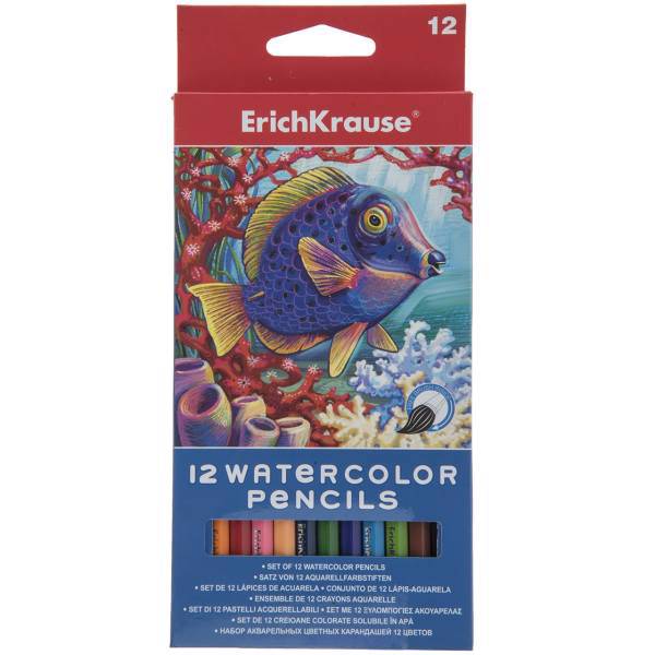 مداد آبرنگی 12 رنگ اریک کراوزه مدل EK32485، ErichKrause EK32485 12 Watercolor Pencils