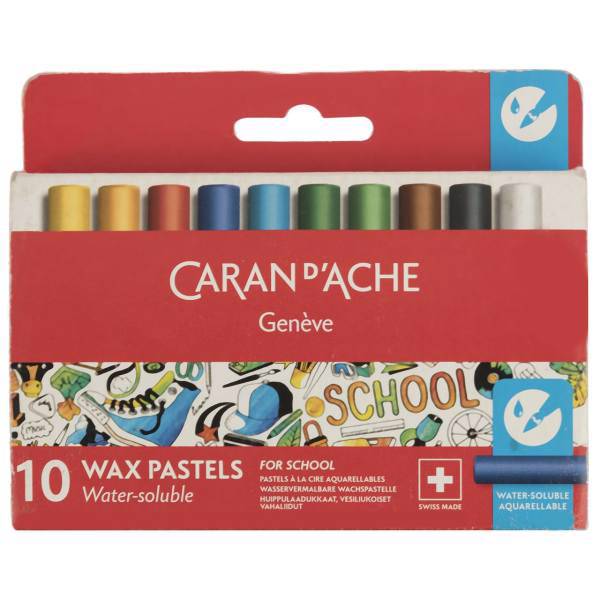 پاستل مومی 10 رنگ کارن داش مدل Water Soluble، Caran dAche Water Soluble 10 Color Wax Pastel