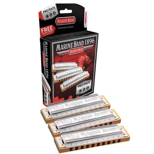 ست سه عددی سازدهنی دیاتونیک هوهنر مدل Marine Band 1896، Hohner Diatonic Marine Band 1896 Harmonica Set