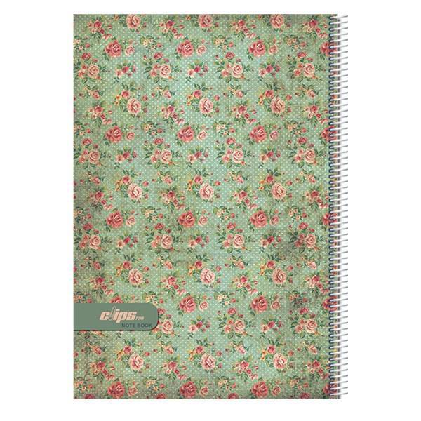 دفتر 80 برگ کلیپس طرح گل 1 جلد شومیز، Clips 80 Sheets Flower Design 1 Soft Cover Notebook